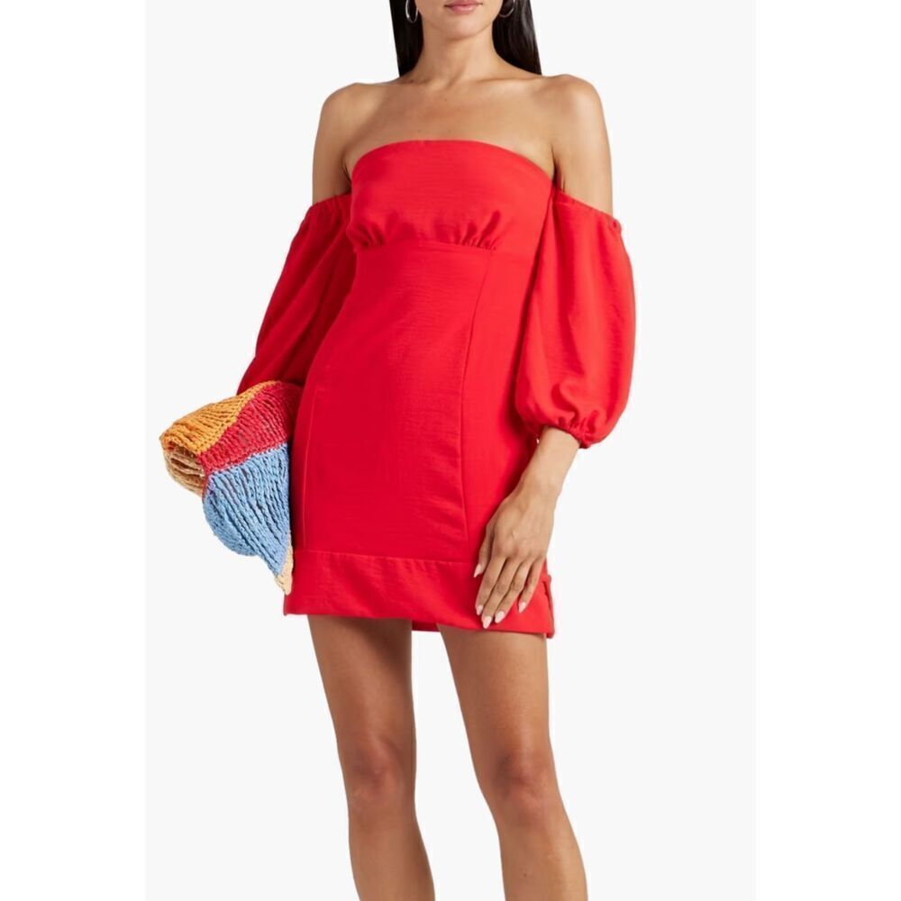 Mercia Off-The-Shoulder Textured Crepe Mini Dress / Cover Up / Sun drees